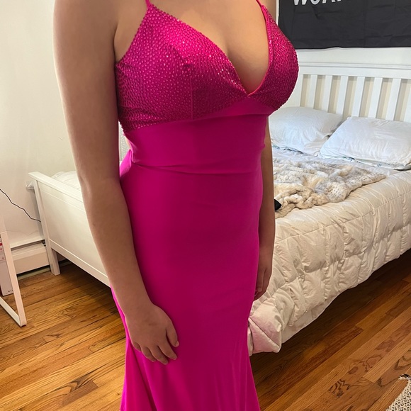 Full-length formal dress. Color bright fuchsia. Worn once, in great condition - Picture 1 of 5